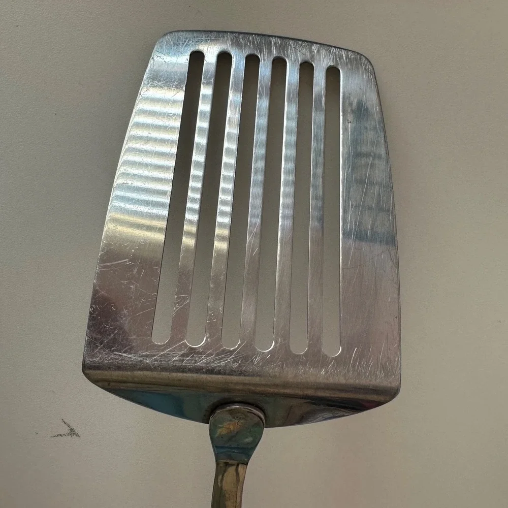 Ekco Vintage Metal Slotted Stainless Steel Kitchen Spatula Plastic Handle
